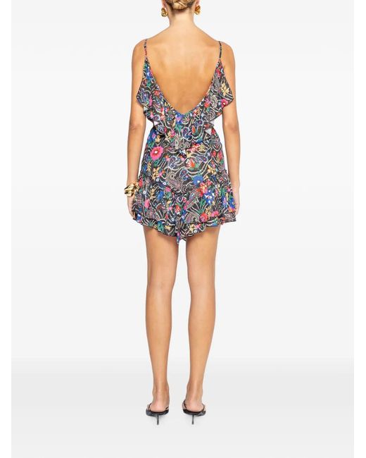 Nissa Blue Ruffled Viscose Mini Dress