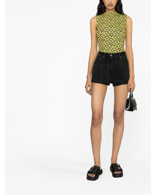 Versace Black Flared Denim Shorts