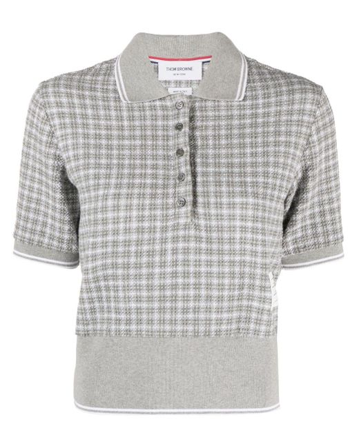 Thom Browne Gray Tweed Cotton Polo Shirt
