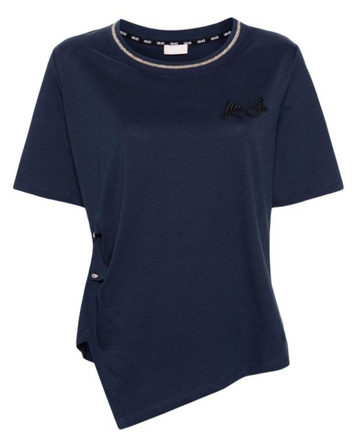 Liu Jo Blue Side-button Cotton T-shirt