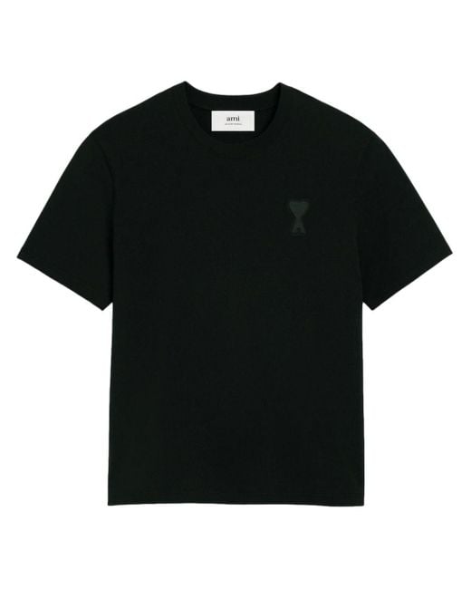 T-shirt con logo goffrato di AMI in Black
