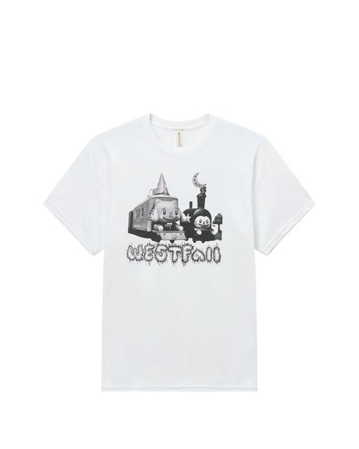 WESTFALL White Graphic-Print Cotton T-Shirt for men