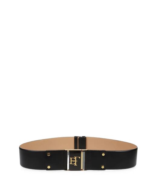 Elisabetta Franchi White Logo-Plaque Leather Belt