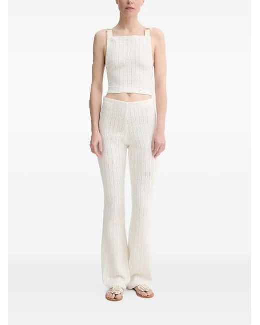 Sessun White Cable-Knit Strap Jumpsuit