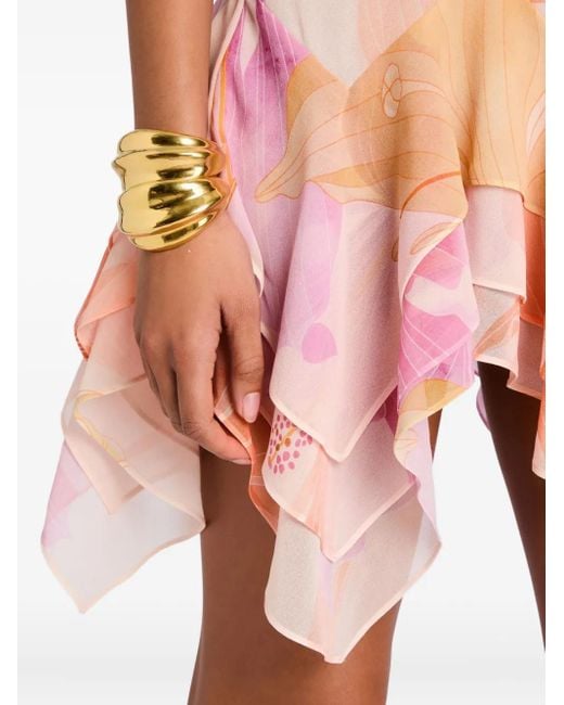 retroféte Pink Maura Floral-Print Ruffled Mini Dress
