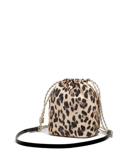 Bimba Y Lola White Drawstring Leopard Mini Bag