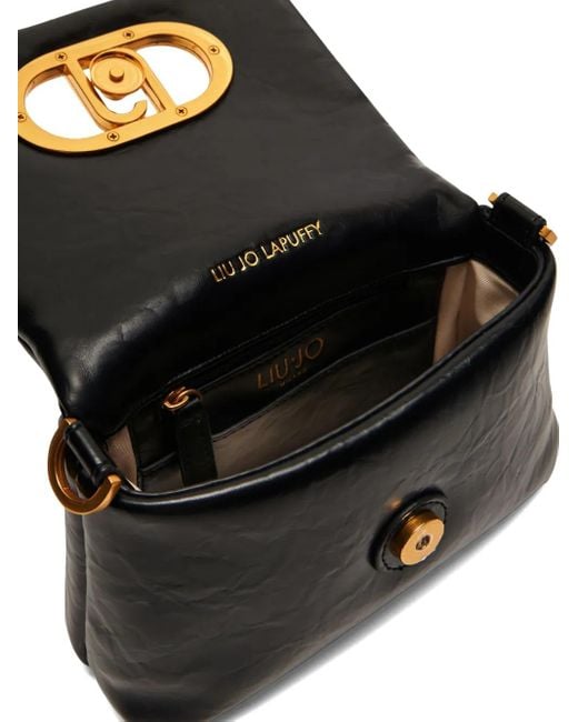 Liu Jo Black Shiny Puff Bag With Logo