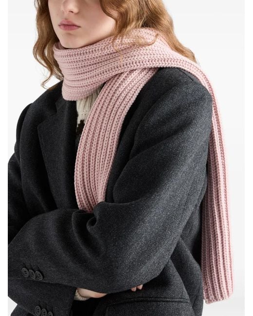 Prada Pink Enameled Triangle Rib Knit Scarf