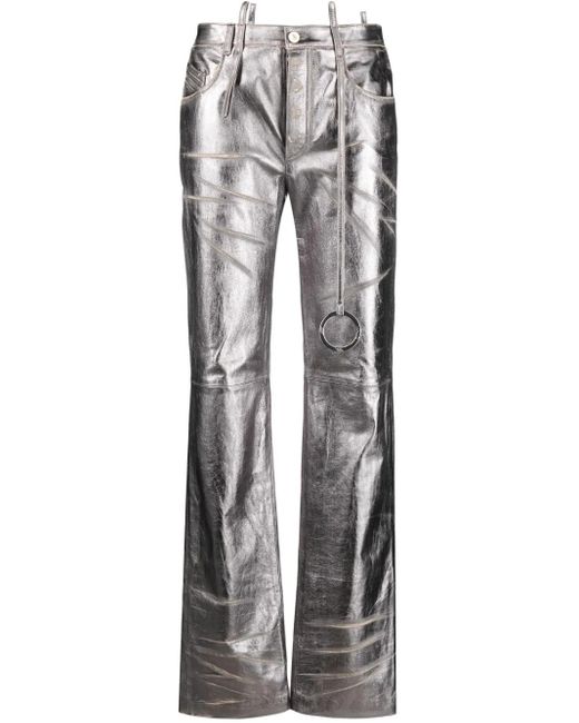 The Attico Gray Hose Im Distressed-Look