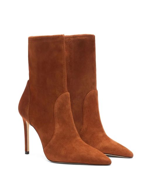 Stuart Weitzman Brown 100Mm Pointed-Toe Sock Boots