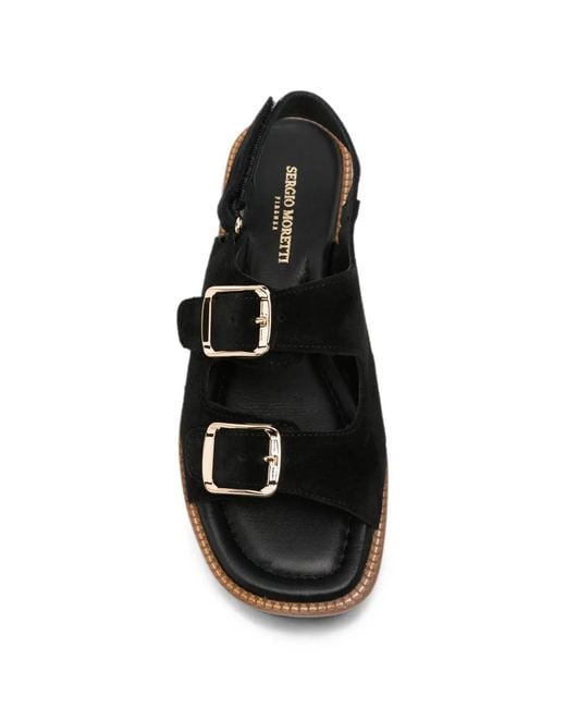 SERGIO MORETTI FIRENZE Black Buckle-Fastening Slingback Sandals