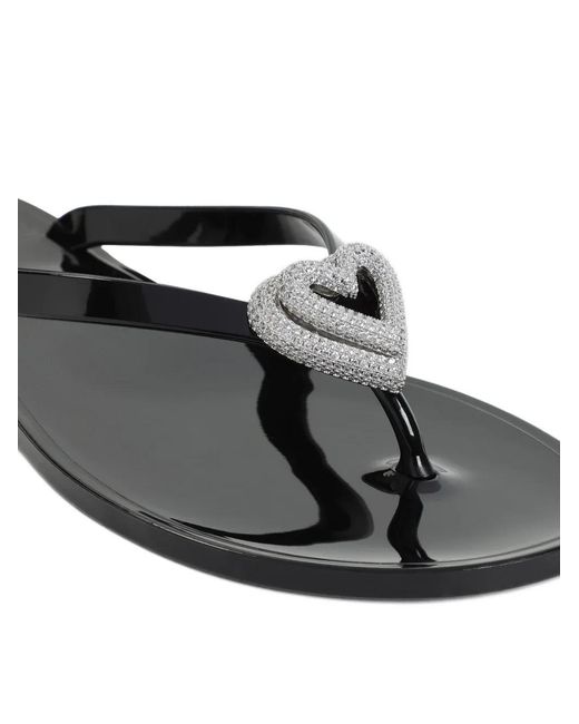 Mach & Mach White Heart-Charm Flip Flops