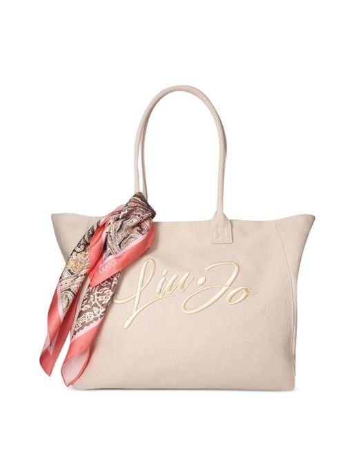 Liu Jo Pink Grand Sac Cabas À Logo Brodé Et Détail Foulard