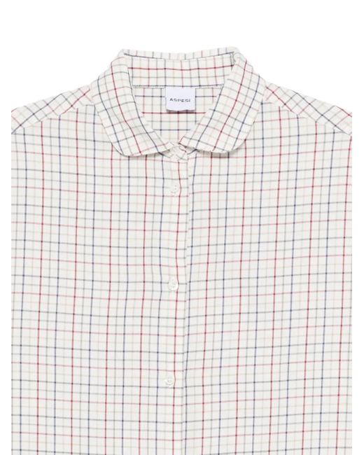 Aspesi White Peter-Pan-Collar Checked Shirt