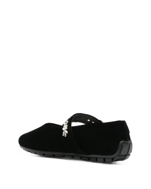 Simone Rocha Black Embellished-Strap Ballet Flats