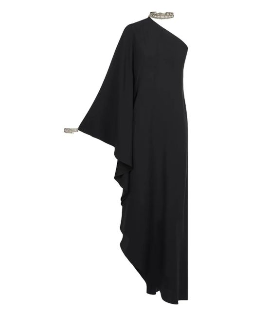 Taller Marmo Black Bolkan Crystal One-Shoulder Midi Dress