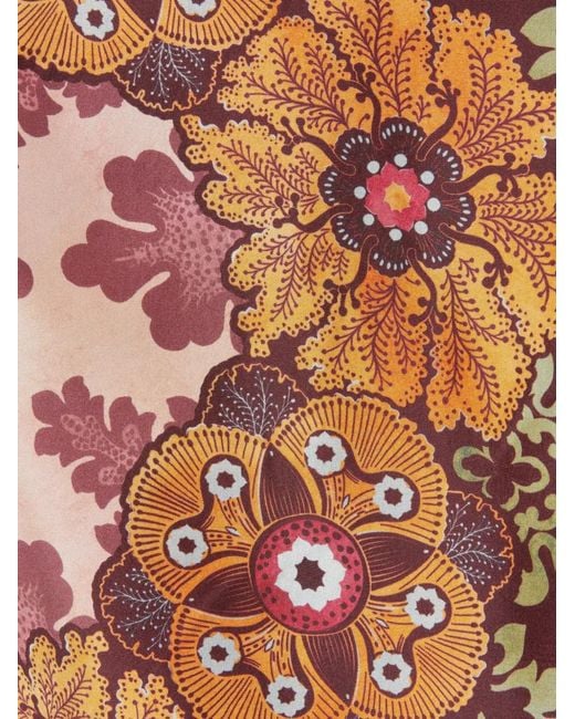 LaDoubleJ Brown Floral-Print Fringed Scarf Top