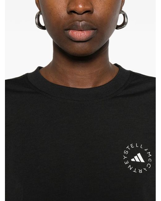 Adidas By Stella McCartney Black Logo-Print Long-Sleeve T-Shirt