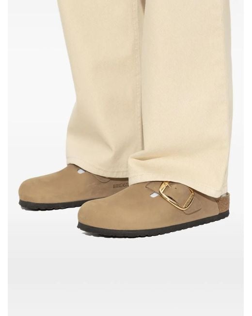 Birkenstock Brown Contoured Slip-On Sandals With-Tone Buckle