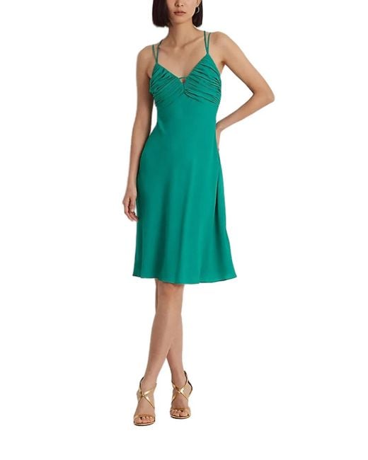 Abito Con Arricciature di Ralph Lauren in Green