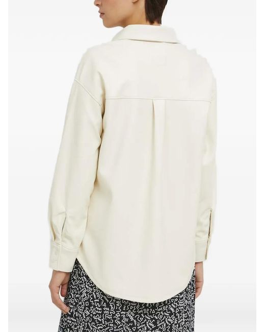 Abercrombie & Fitch White Buttoned Chest-Pocket Shirt
