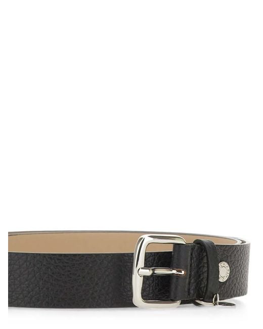 Gianni Chiarini White Logo-Charm Grained Calf Leather Belt