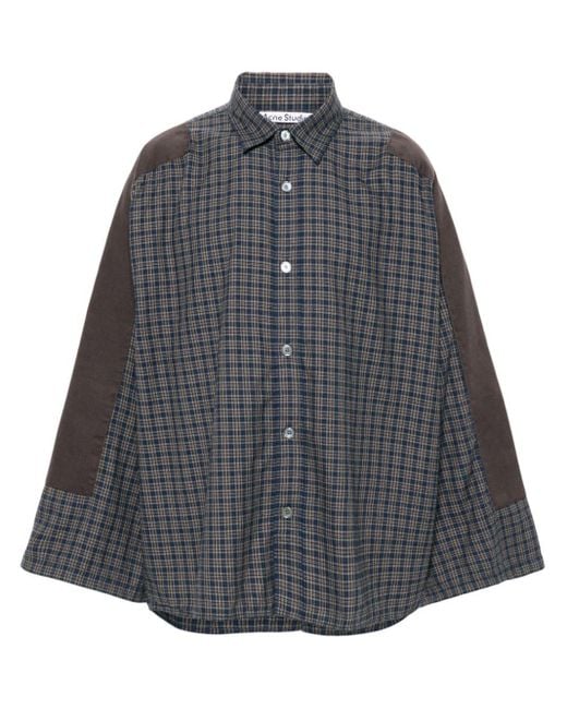 Acne Studios Checked Flannel Shirt in Gray for Men | Lyst