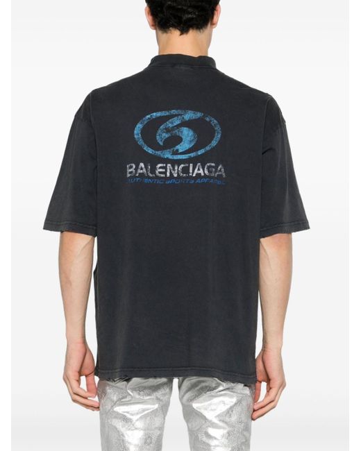 Balenciaga Black Surfer Logo-print Cotton T-shirt