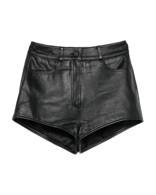 Frankie Shop Black Side-Pocket Leather Shorts