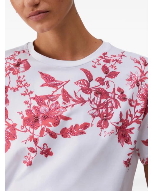 Liu Jo Red T-Shirt With Print And Embroidery