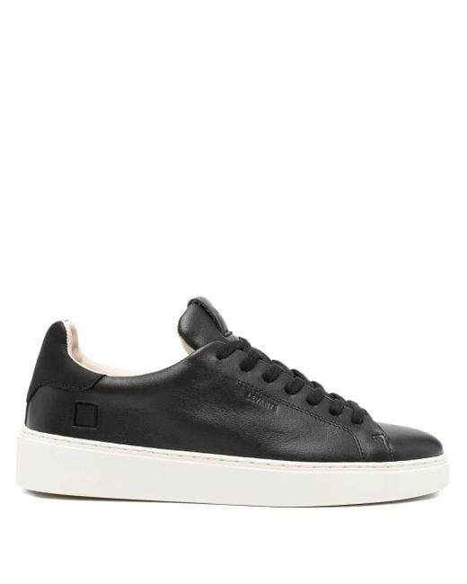 Date Black Levante Leather Lace-Up Sneakers for men