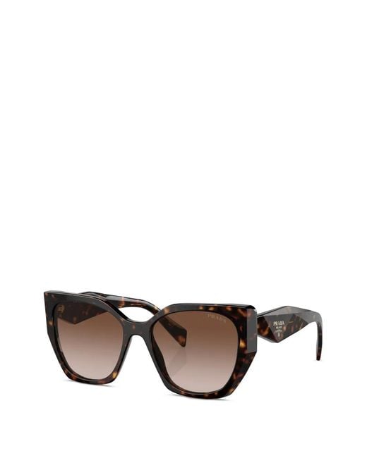 Prada Brown Tortoiseshell-Effect Geometric-Frame Sunglasses