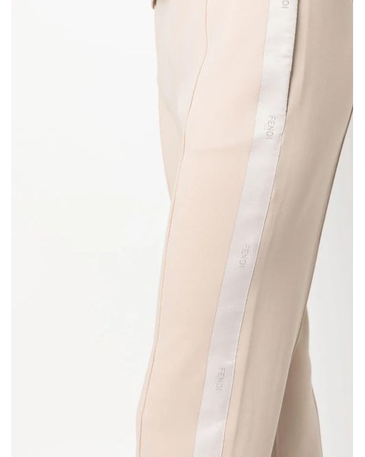 Fendi Natural Logo-Tape Flared Track Pants
