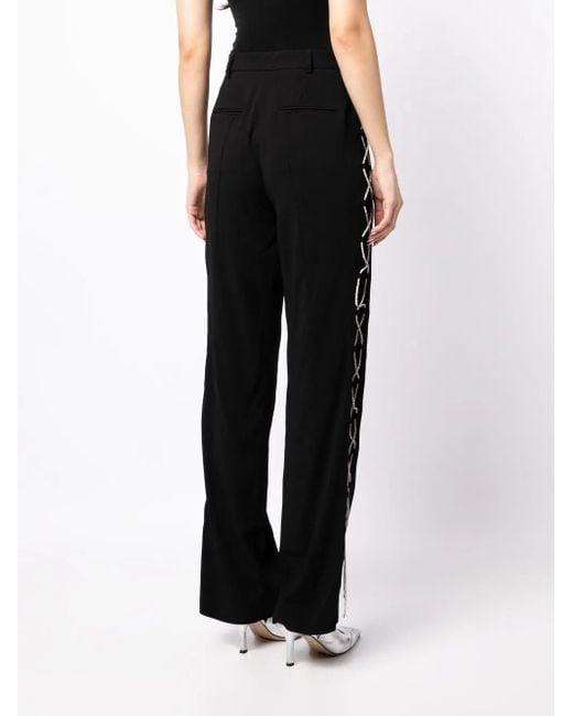 GIUSEPPE DI MORABITO Black Lace-Up Detail Straight-Leg Trousers