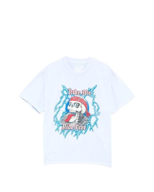 Melt Blue Skull Graphic T-Shirt for men
