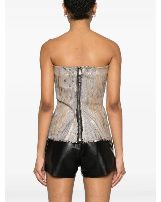 Rick Owens Metallic Bustier With Crackle Effect