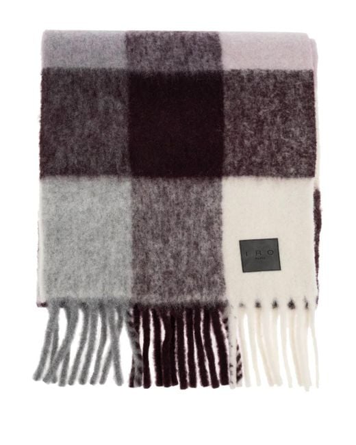 IRO チェック フリンジ スカーフ Blue