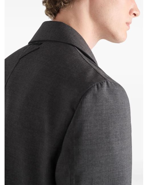 Prada Black Single-Breasted Wool Blend Jacket for men
