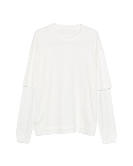 Woc White Layered-Sleeve Crew-Neck T-Shirt for men