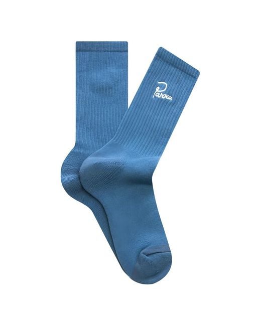by Parra Blue Signature Ribbed Socks for men
