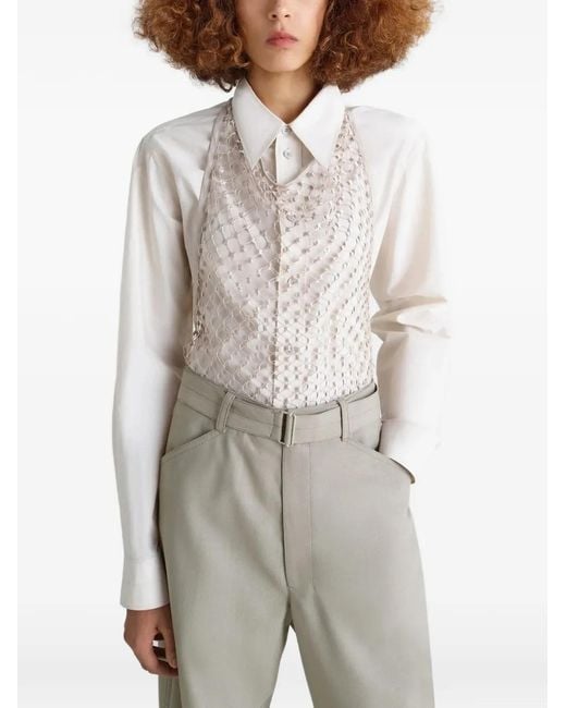 Lemaire White Fishnet Halter Top