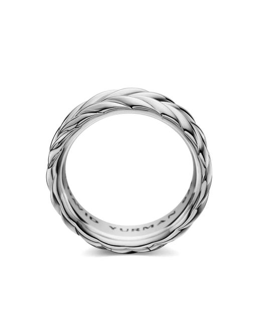 David Yurman White Sterling Chevron Band Ring (8.5Mm) for men