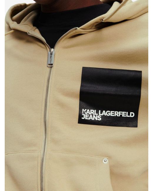 Karl Lagerfeld Natural Box-logo Zip-up Hoodie for men
