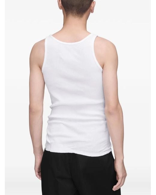 Maison Margiela White Taped Cotton Tank Top for men
