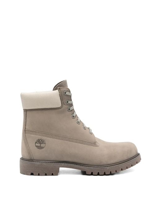 Timberland Gray Premium 6-Inch Logo Lace-Up Boots for men