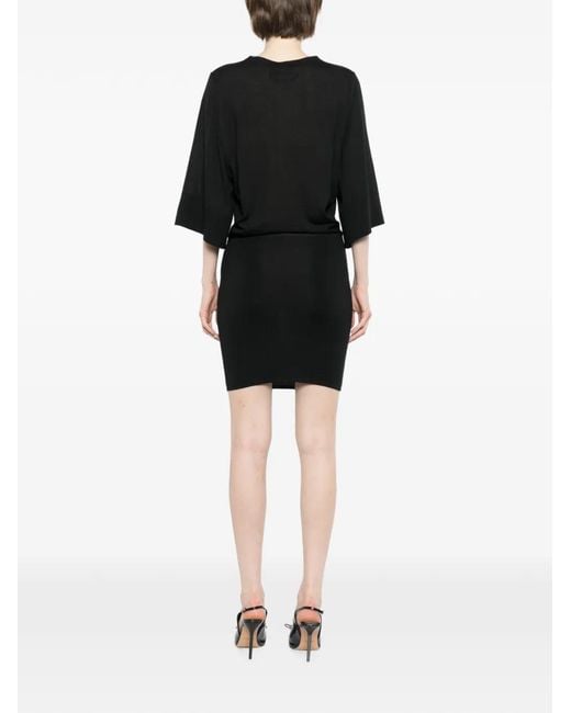 Jacquemus Black Batwing-Sleeve Knitted Dress