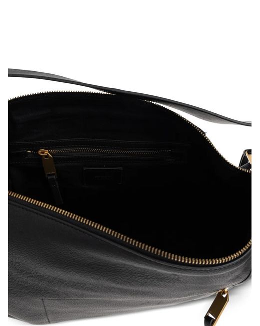 AllSaints Black Zip-Fastening Leather Shoulder Bag