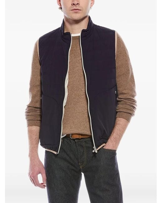 Brunello Cucinelli Blue Quilted Down Gilet for men