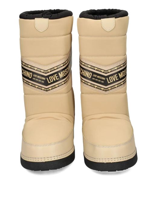 Love Moschino Natural Logo-Print Snow Boots