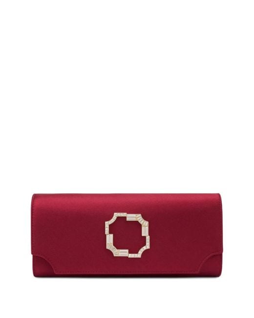 Malone Souliers Red Vivien Crystal-Embellished Clutch Bag